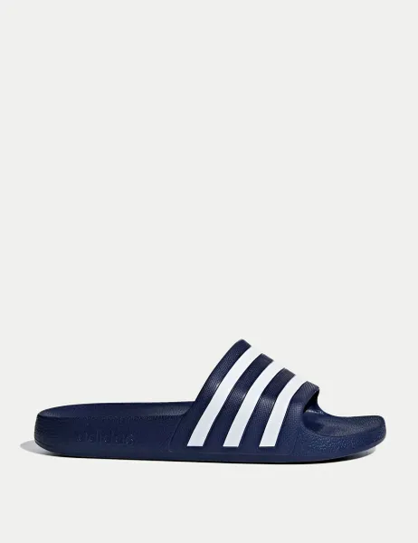 Adidas Adilette Aqua Striped Sliders Navy
