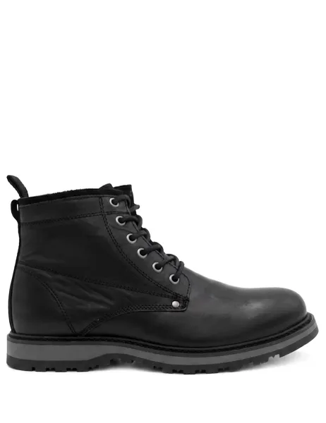 Jones Bootmaker Leather Lace Up Casual Boots Black/Black