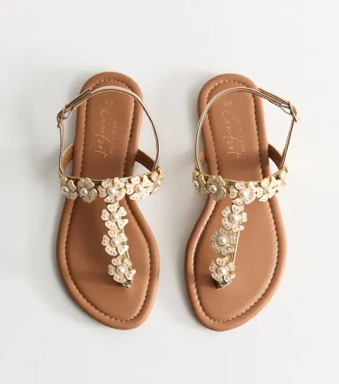 Women's Off White Enamel Flower Toe Post Sandals Vegan