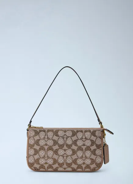 Coach Plaza Shoulder Bag In Crystal Signature Jacquard