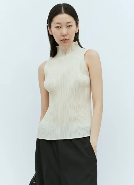 High Neck Pleated Top