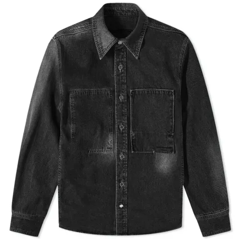 Back Logo Brush Stroke Denim Shirt