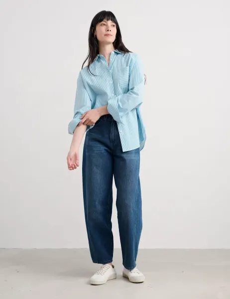 Seasalt Cornwall Pure Cotton Striped Shirt Blue Mix