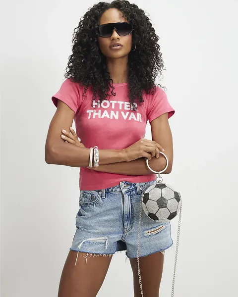 River Island Football Diamante Clutch Bag