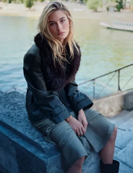 Per Una Leather Belted Trench Jacket Dark Olive