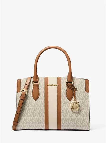 Michael Kors Becca Medium Signature Logo Stripe Satchel