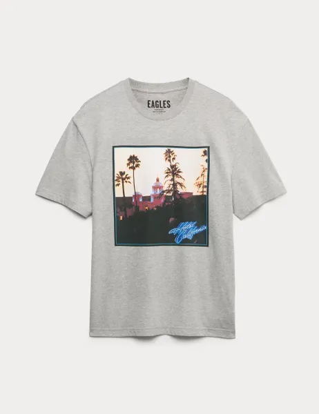 Marks & Spencer Pure Cotton Eagles T-Shirt Grey Marl