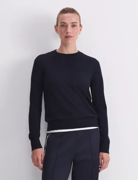 Pure Wool Crew Neck Jumper Navy