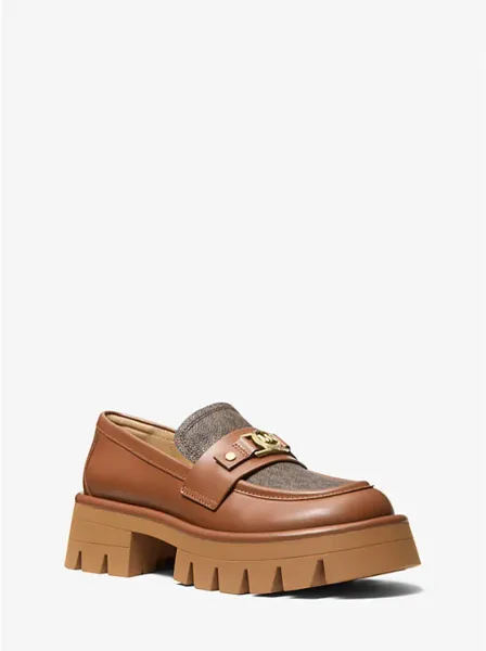 Michael Kors Mandy Leather and Signature Logo Platform Loafer