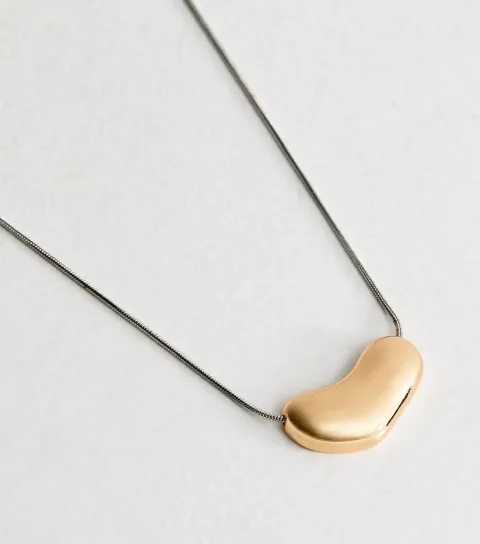 Mixed Metal Dome Pendant Chain Necklace