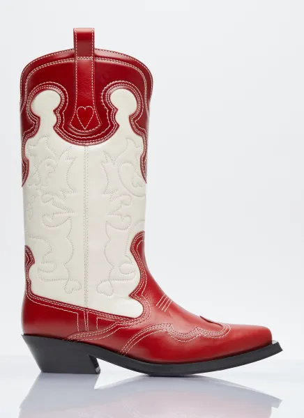 Mid Shaft Embroidered Western Boots