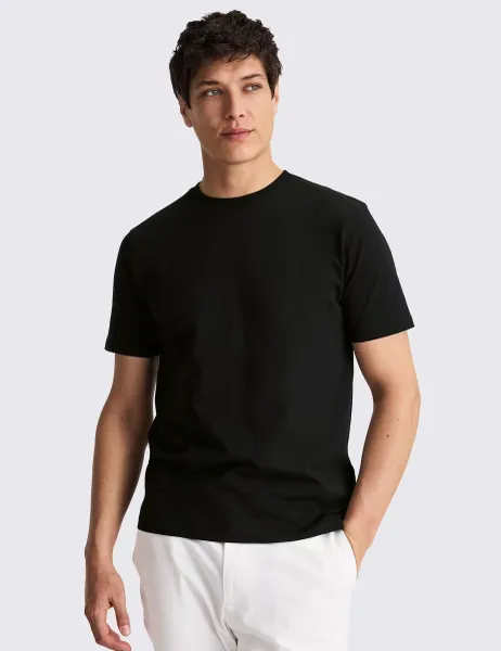 Moss Pure Cotton Crew Neck T-Shirt Black