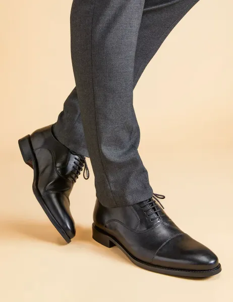 Jones Bootmaker Wide Fit Leather Oxford Shoes Black