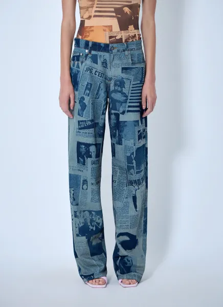 Newspaper Print Jeans