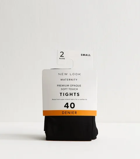 Premium Pack of 2 Maternity Black 40 Denier Tights