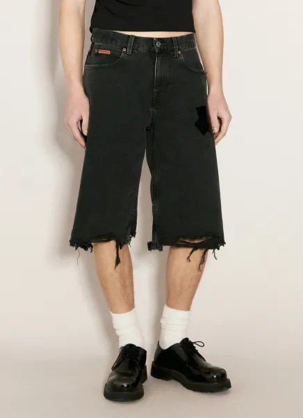 Tape Denim Shorts