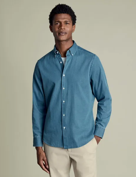 Charles Tyrwhitt Slim Fit Denim Shirt Dark Blue