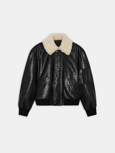 WOMEN - WOMEN'S MA QUAD LEATHER BOMBER JACKET - Black