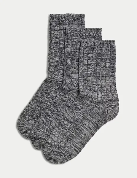Marks & Spencer 3pk Thermal Sumptuously Soft Ankle High Socks Charcoal Mix
