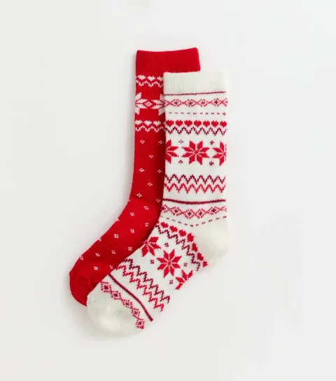 New Look Pack of 2 Red Fairisle Lounge Ankle Socks