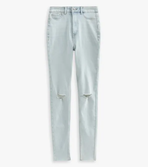 Women's Tall Light Blue Ripped Knee Hallie Stretch Skinny Jeans