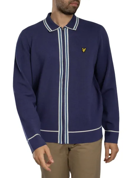 Lyle & Scott Tipped Knitted Zip Through Overshirt
