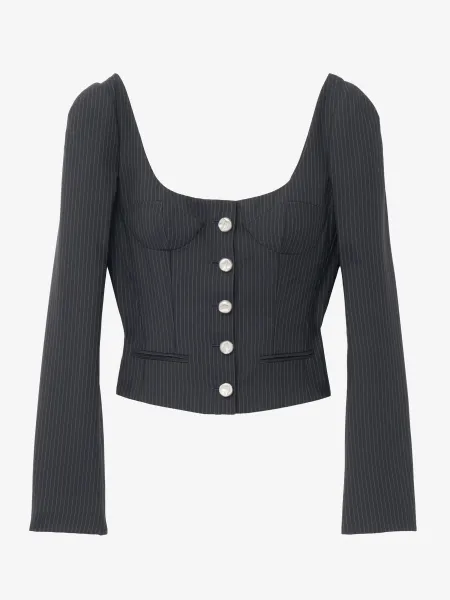Pinstriped Fitted Jacket