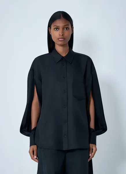 Silk Shirt With Slashed Sleeves