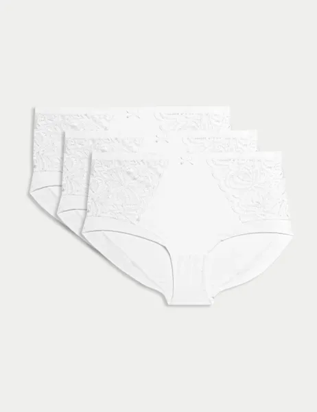 Marks & Spencer 3pk Amelia Lace High Rise Shorts White