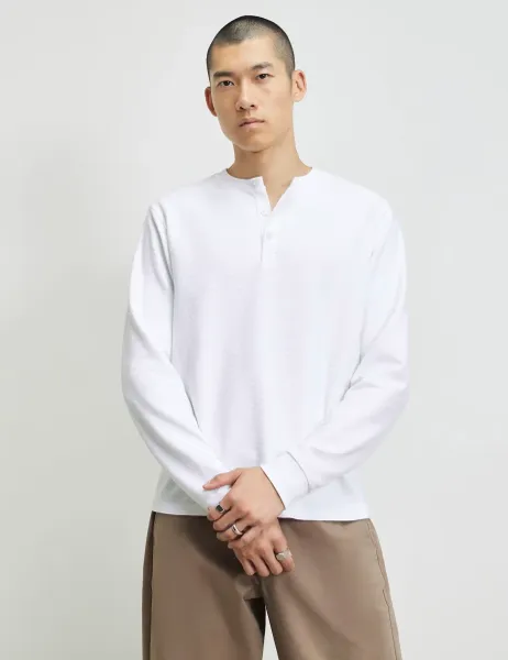 River Island Cotton Rich Henley Long Sleeve T-Shirt