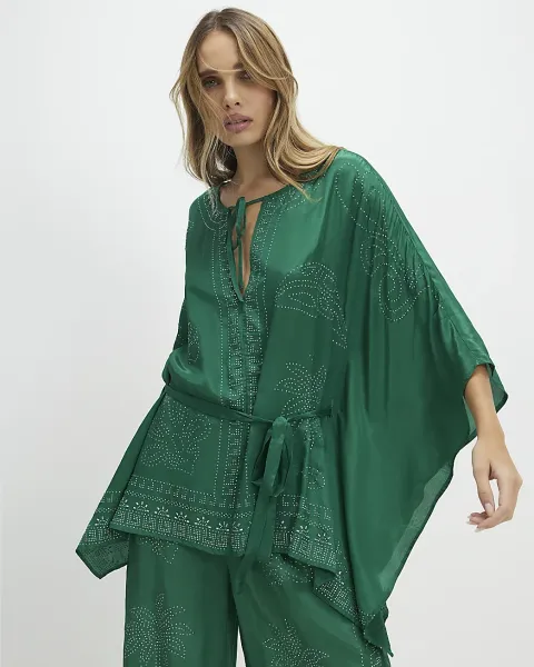 River Island Embellished Tie Front Kimono Top