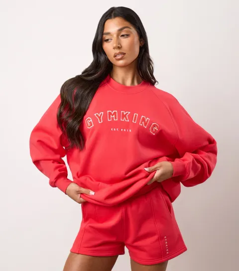 Women's Bright Pink Logo Appliqued Sweatshirt