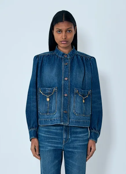 Gathered Denim Jacket