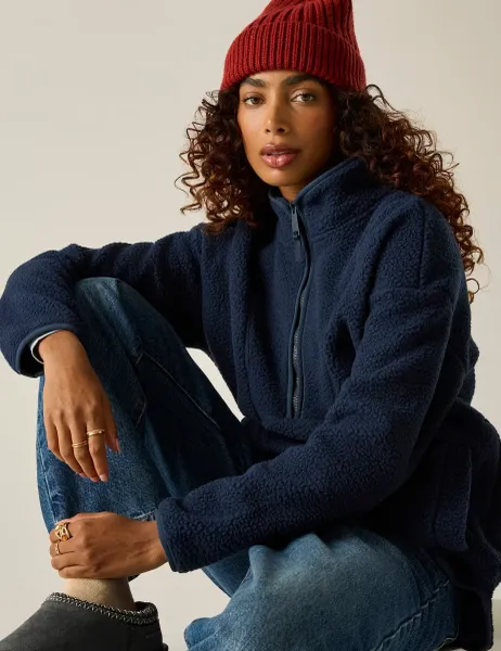 Regatta Frankie Borg Funnel Neck Longline Sweatshirt Navy
