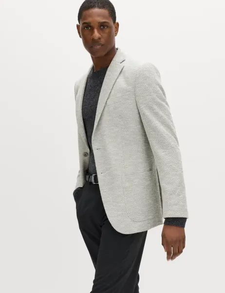 Marks & Spencer Tailored Fit Textured Stretch Blazer Light Grey Mix