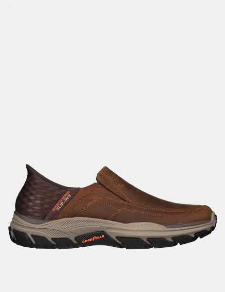 Skechers Respected Elgin Slip-ins Leather Trainers Dark Brown
