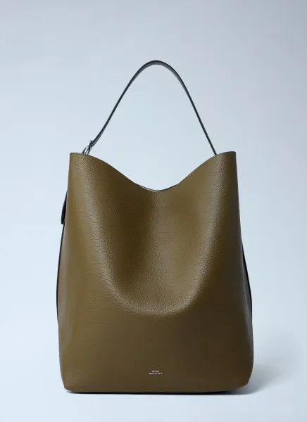 Leather Belted Tote Bag