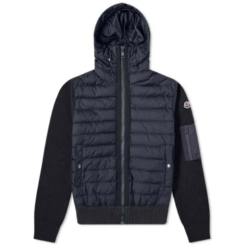 Nylon Hooded Knit Down Jacket