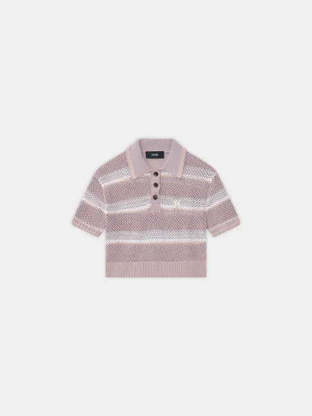 WOMEN - WOMEN'S MA STRIPE CROCHET POLO - Dusk