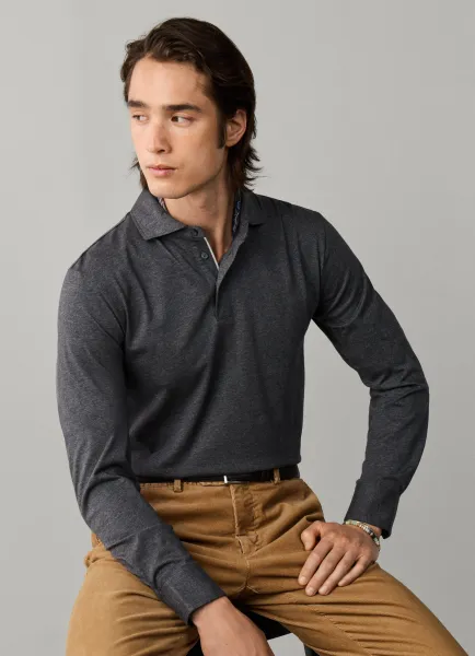 Hackett Classic Fit Long Sleeve Pima Cotton Polo