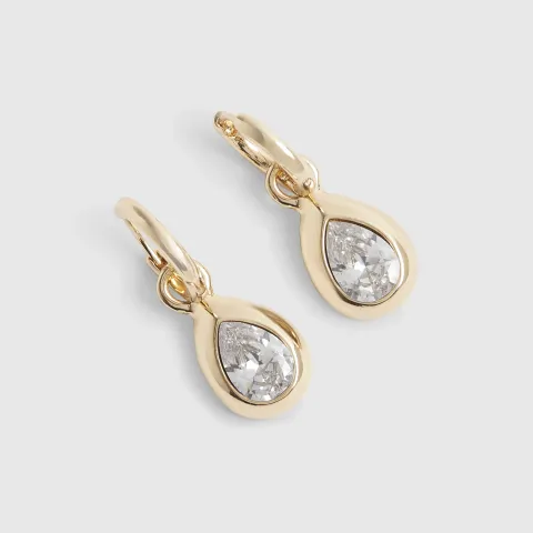 River Island Diamond Simulant Tear Drop Earrings
