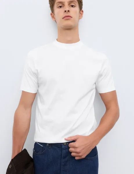 Autograph Pure Supima Cotton High Neck T-Shirt White