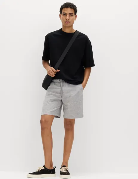 Marks & Spencer Elasticated Waist Cotton Rich Shorts Grey Marl