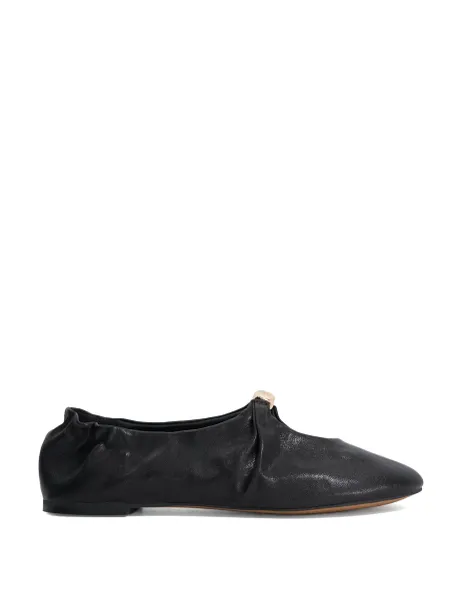 Dune London Leather Flat Round Toe Ballet Pumps Black