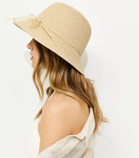 Stone Straw Bow Bucket Hat
