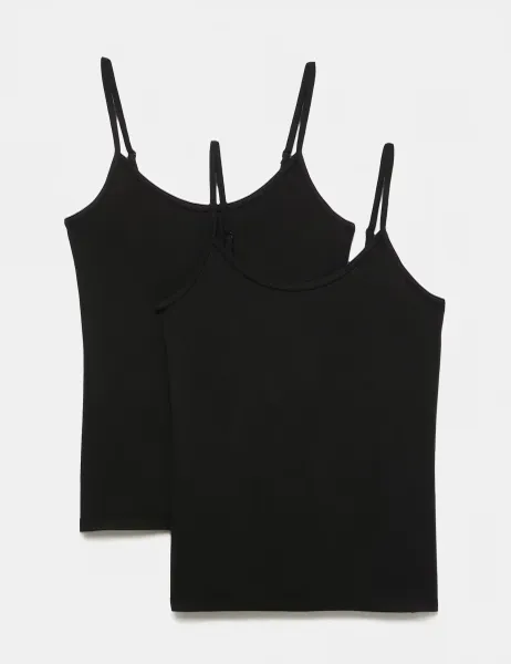 Marks & Spencer 2 Pack Heatgen Thermal Strappy Vests Black