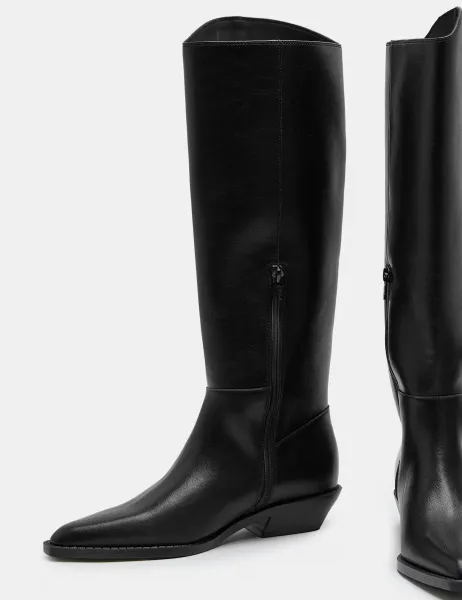 Marks & Spencer Cowboy Block Heel Knee High Boots Black