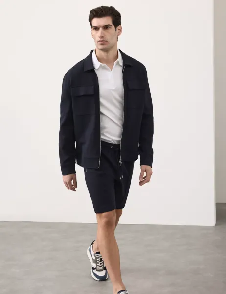 Autograph Cotton Rich Zip Jacket Dark Navy
