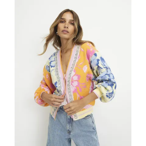 River Island Floral Embellished Knit Cardigan