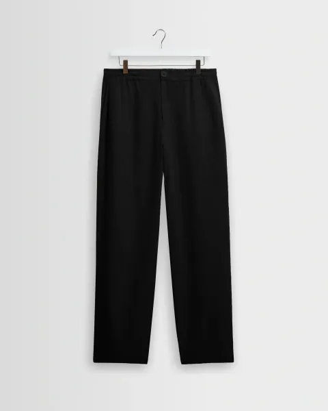 Glencoe - Black Washed Linen Loose Fit Trousers